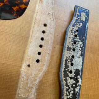 Repair of a lifting bridge, and making bone saddles for this one. 
This was a guitar of one of the -what I consider to be- big names in the industry. I guess it happens in the best of families.

#guitar #repair #guitarrepair #acousticguitar #steelstring